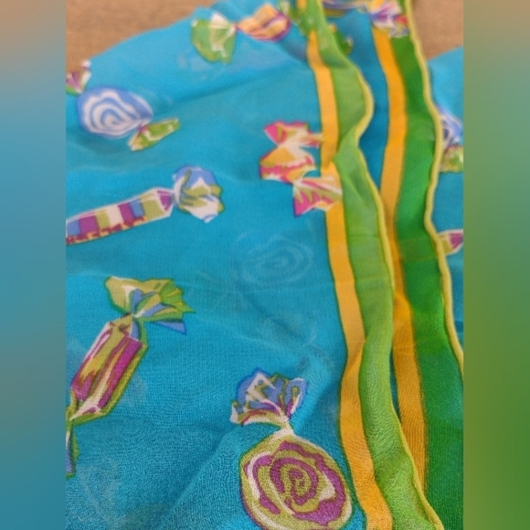 Vintage Liz Claiborne Square 19" 100% Silk Scarf Candy Print - Picture 4 of 8